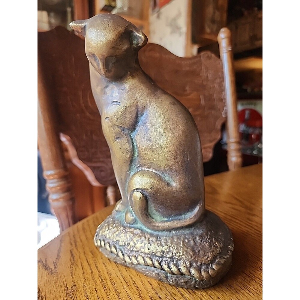 Vintage Egyptian Sphinx Golden Bronze Cat Statue Figurine Bookend ,doorstop